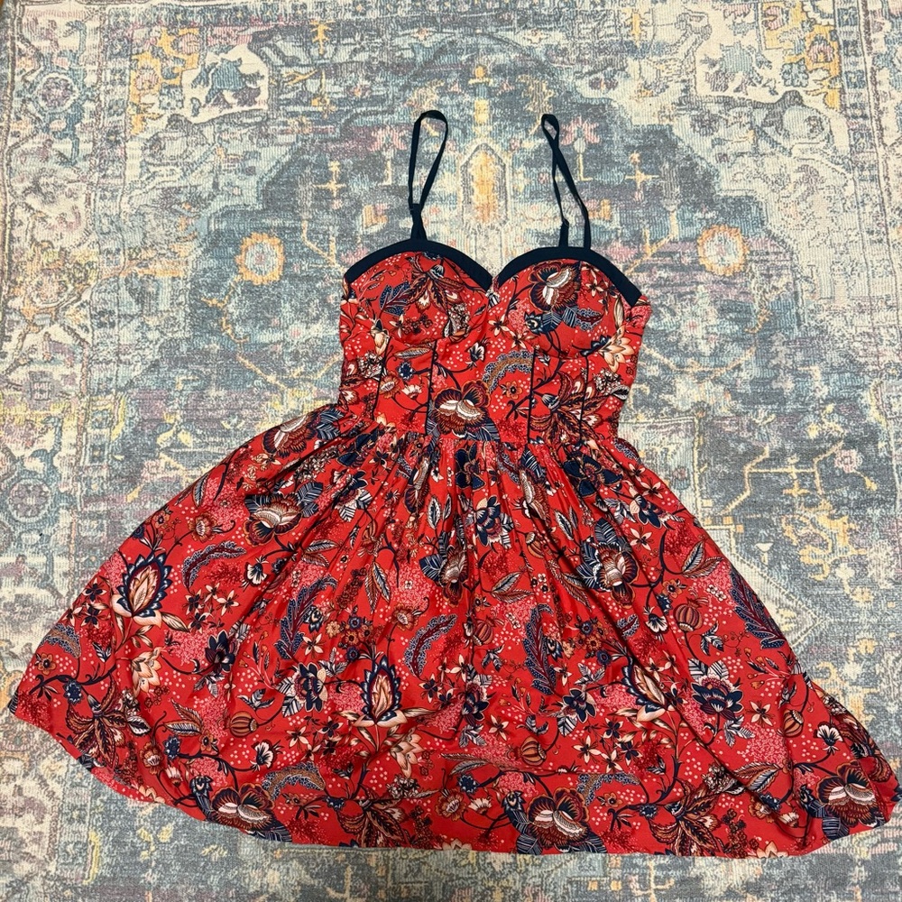 Floral Red Mini Dress